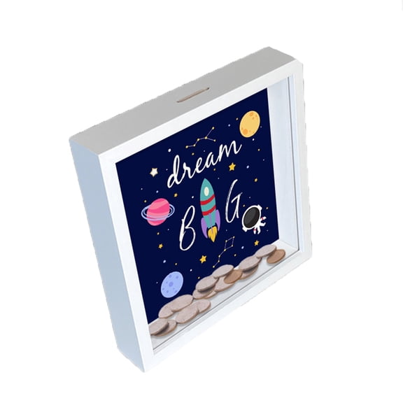 Decorative Shadow Box Money Bank, 8.66"x8.66"x1.77" Keepsake Coin Storage Frame, Display Box for Memories, Gifts & Home Decor