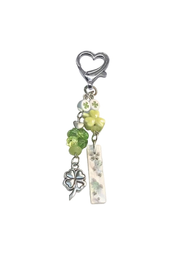 Decorative Shamrock Phone Chain Keyring Green Resin Charm Phone Lanyard Strap For Everyday Carry And Travel