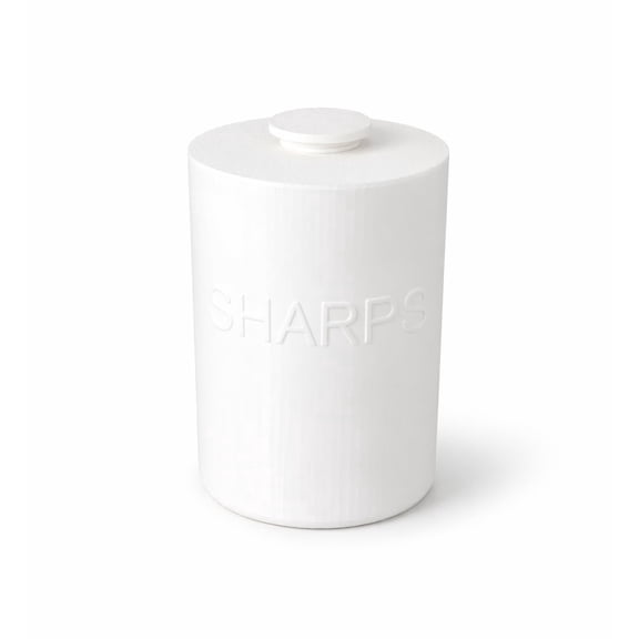 Decorative Sharps Container, 1 Liter/ 1 Quart, Bathroom Counter Storage, White