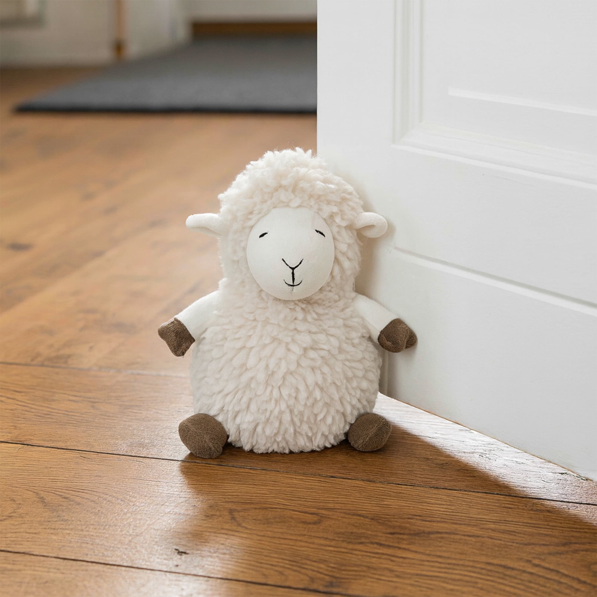 Decorative Sheep Door Stopper, 2.3 lb Weighted, Ecru