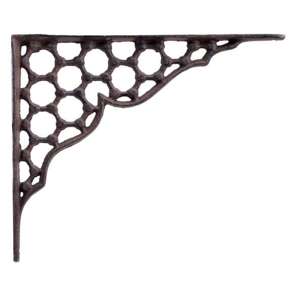 Decorative Shelf Bracket - Hexagon Lattice - Rust Brown Cast Iron - 9.25"