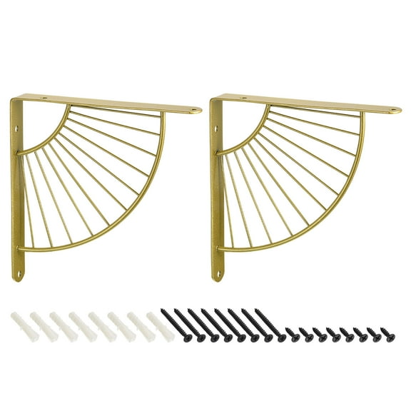 Decorative Shelf Brackets, 2 Pack 150mm Industrial Metal Brackets , Gold Tone