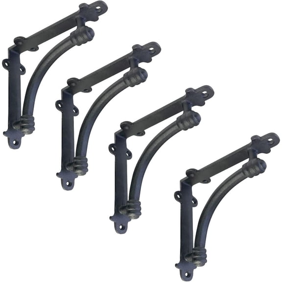 Decorative Shelf Brackets, 4 Pack of 5.5 x 1.2 x 5.5 inch Black Cast Iron Shelf Brackets - Decorative Brackets for Mounting - Half Round Style Brackets