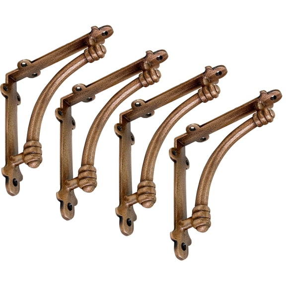Decorative Shelf Brackets  4 Pack Of 5.5 X 1.2 5.5 Inch Copper Cast Iron - For Mounting Half Round Style
