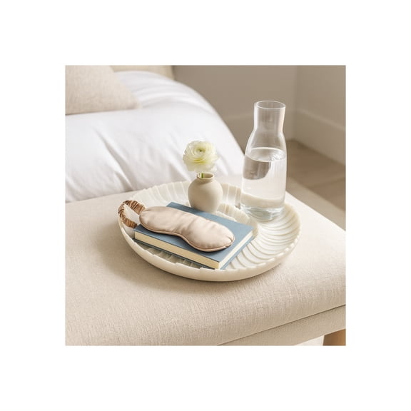 Decorative Shell Inspired Bowl for Coffee Table Decor - Stylish Home Decor Accents for Kitchen Counter and Centerpiece Table Decoration - Functional Key Holder and Candy Bowl Display - 17", White