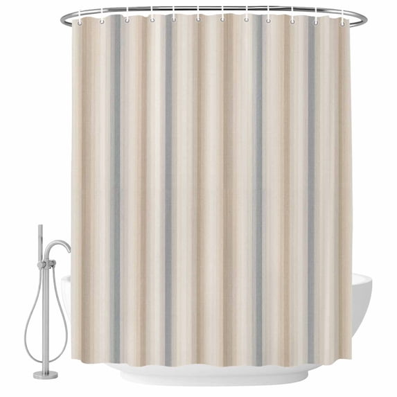 Decorative Shower Curtain Farmhouse Fabric Waterproof Bath Shower Curtains Bathroom Accessories Brown Gray Striped Machine Washable Curtain 72x78 Inch for Home Hotel Modern Boho Stripes Minimalist