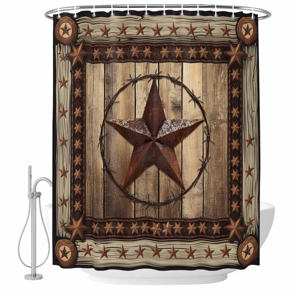 Decorative Shower Curtain Farmhouse Fabric Waterproof Bath Shower Curtains Bathroom Accessories Western Farmhouse Shower Curtain 36x72 Inch for Home Hotel Primitive Rustic Country Retro Texas Star