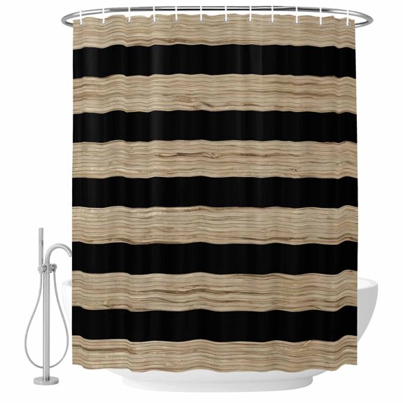 Decorative Shower Curtain Farmhouse Waterproof Bath Shower Curtains Bathroom Accessories Rustic Farmhouse Machine Washable Curtain 36x72 Inch for Home Hotel Retro Minimalist Wood Grain Black Brown