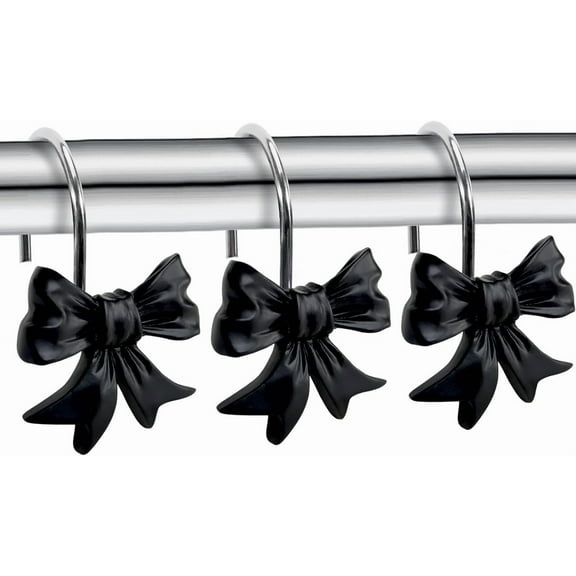 Decorative Shower Curtain Hooks, Bow Knot Shower Curtain Rings Hooks for Bathroom Baby Kids Room Rustproof Shower Hooks (Gold)