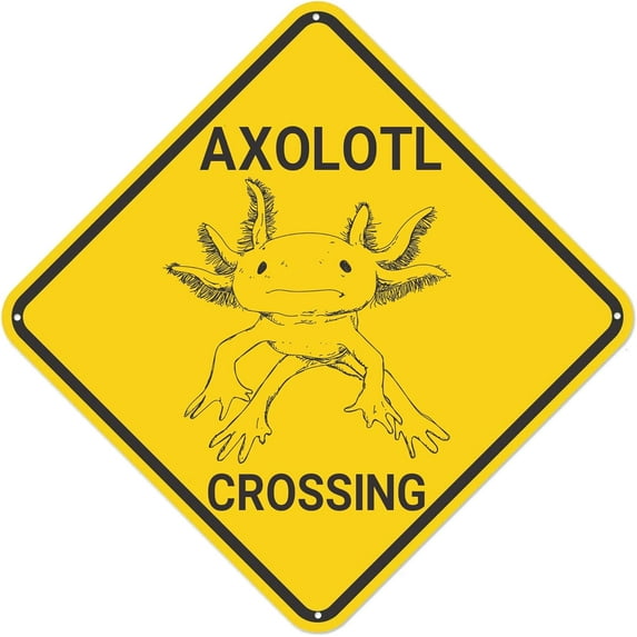 Decorative Signage, Metal Axolotl Crossing Sign, 12x12in Funny Animal Wall Decor for Home/Farmhouse/Yard
