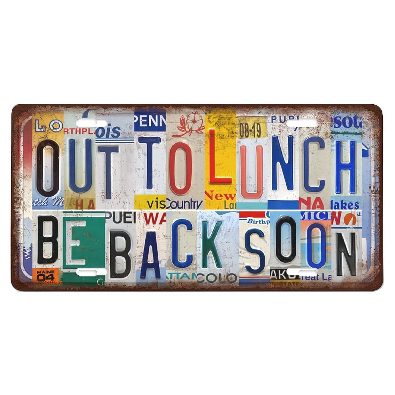 Vintage License Plate Tin Sign – 'If You Ain't First You're Last' Wall Decor, 12x6 Inches, Aluminum