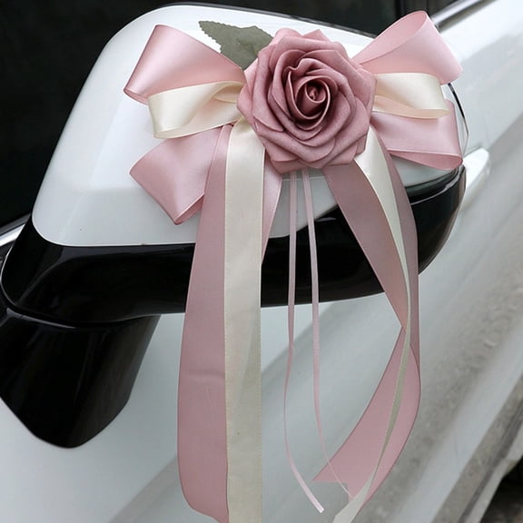 Decorative Silk Flower Bow for Car Rearview Mirror Wedding Accessories