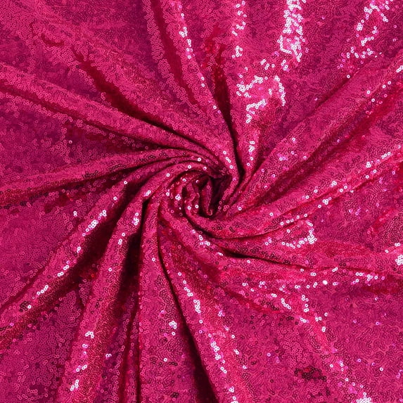 Decorative Silk Inc Sequin Fabric Glitter Embroidery Fabric by The Yard Material for DIY Sewing Curtain Backdrop Tablecloth Table Linen Runner Clothes (1 Yard,Fuchsia )