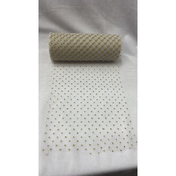 Decorative Silk Inc Silver or Gold Sparkling Tulle Ribbon Roll Glitter Tulle Roll Tulle Spool for Decoration (10 Yard, Gold)