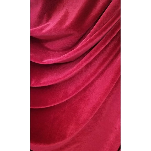 Decorative Silk Inc, Stretch Velvet Fabric, 60" Wide, Sells by The Yard, 1 Qty = 5 Yard Many Colors Available(5 Yard, Red)