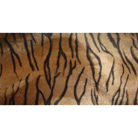 Decorative Silk Inc. VELBOA FAUX FUR TIGER ANIMAL PRINT FABRIC 58"/ 60" BY THE YARD (BROWN)