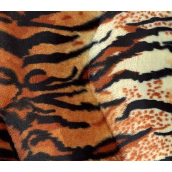 Decorative Silk Inc. VELBOA FAUX FUR TIGER ANIMAL PRINT FABRIC 58"/ 60" BY THE YARD (ORANGE)