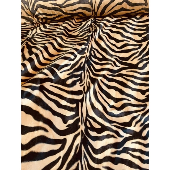 Decorative Silk Inc. VELBOA FAUX FUR ZEBRA ANIMAL PRINT FABRIC 58"/ 60" BY THE YARD (BROWN)