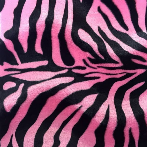 Decorative Silk Inc. VELBOA FAUX FUR ZEBRA ANIMAL PRINT FABRIC 58"/ 60" BY THE YARD (PINK-BIG )