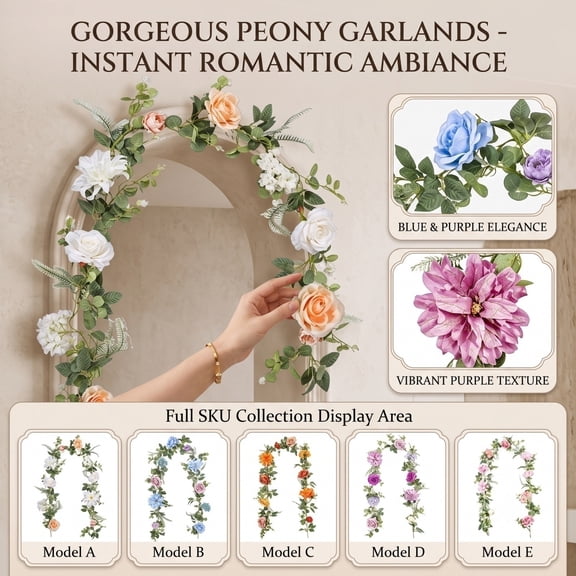 Decorative Simulated Flower Rattan, Artificial Silk Flowers Home Decor, Spring Floral Garland, Flower Vines for Decoration, 79 Inch Gentle Ambiance Faux Floral Hanging Ornament