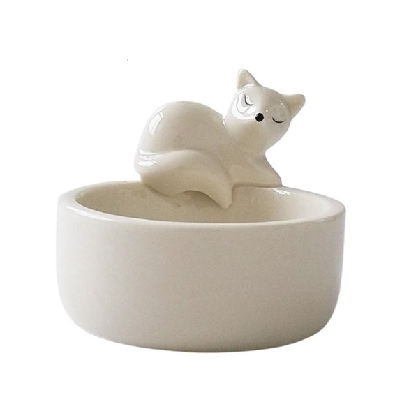 Decorative Sleep Foxes Ceramics Tealight Candle Holder Candlestick Table Decors