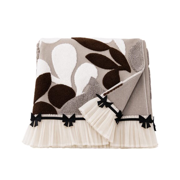 Decorative Sofa Slipcover With Ruffle Skirt And Bow Soft Furniture Protector For Living Room