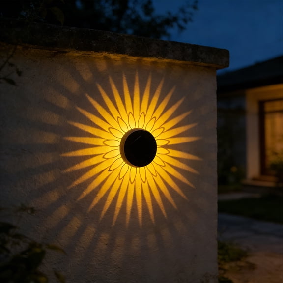 Decorative Solar Daisy Lights, Waterproof Metal Solar Powered Outdoor Deck Step Wall Lights,Daisy Theme LED Fence Light for Garden Post Patio Backyard Yard Decor