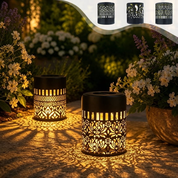 Decorative Solar Lights,Waterproof Solar Boho Style Projector Wall Light,Metal Art Decorative Light,Automatic On/Off Sensor Solar Wall Lamps for Yard,Patio,Pathway,Lawn