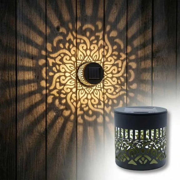 Decorative Solar Mandala Lights, Metal Mandala Solar Lights Outdoor Fence, Warm Yellow Mandala Theme Lights, IP65 Waterproof Deck Step Wall Lights for Garden Post Patio Backyard Yard (Mandala)