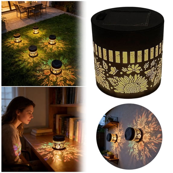 Decorative Solar Mandala Lights, Metal Solar Powered Outdoor Deck Step Wall Lights, Mandala Theme Waterproof Fence Light for Garden Post Patio Backyard Yard Decor