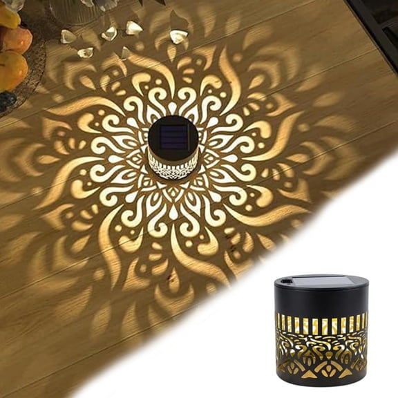 Decorative Solar Mandala Lights, Metal Solar Powered Outdoor Deck Step Wall Lights, Mandala Theme Waterproof Fence Light for Garden Post Patio Backyard Yard Decor