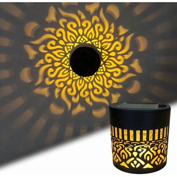 Decorative Solar Mandala Lights, Metal Solar Powered Outdoor Wall Lights Solar Powered Deck Step Stair Lights, Waterproof Mandalas Fence Light for Garden Post Patio Backyard Yard Decor (1, Mandala)