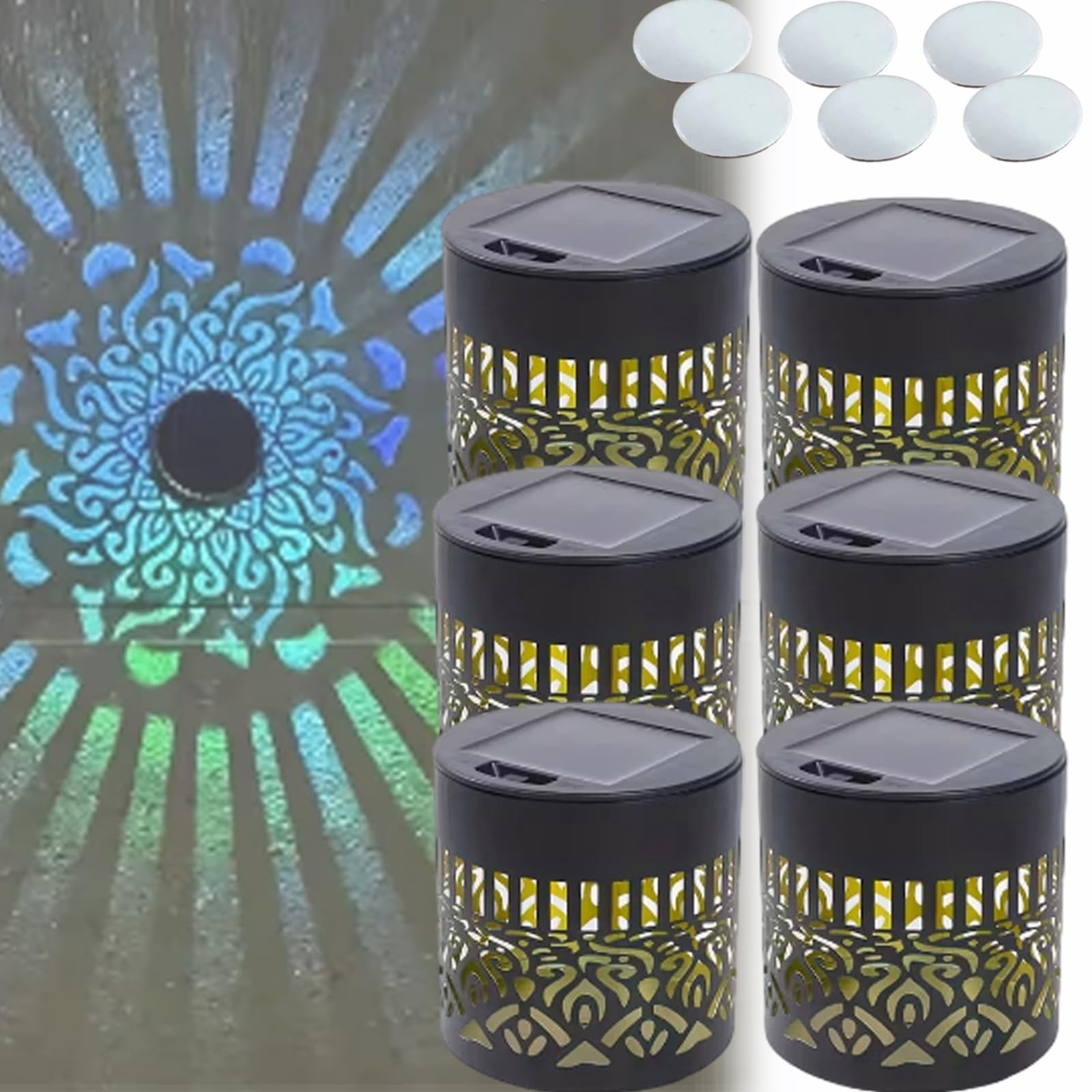 Decorative Solar Mandala Lights Outdoor, 2/4/6/8 Pack Metal Waterproof Garden Lights With Warm Glow For Fence, Deck, Patio & Yard