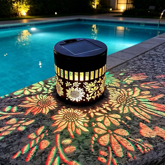 Decorative Solar Mandala Wall Light Outdoor, Metal Solar Fence Light with Mandala Projection Pattern, IP65 Waterproof Solar Powered Garden Wall Lantern for Patio Backyard Deck Fence Post Yard Decor