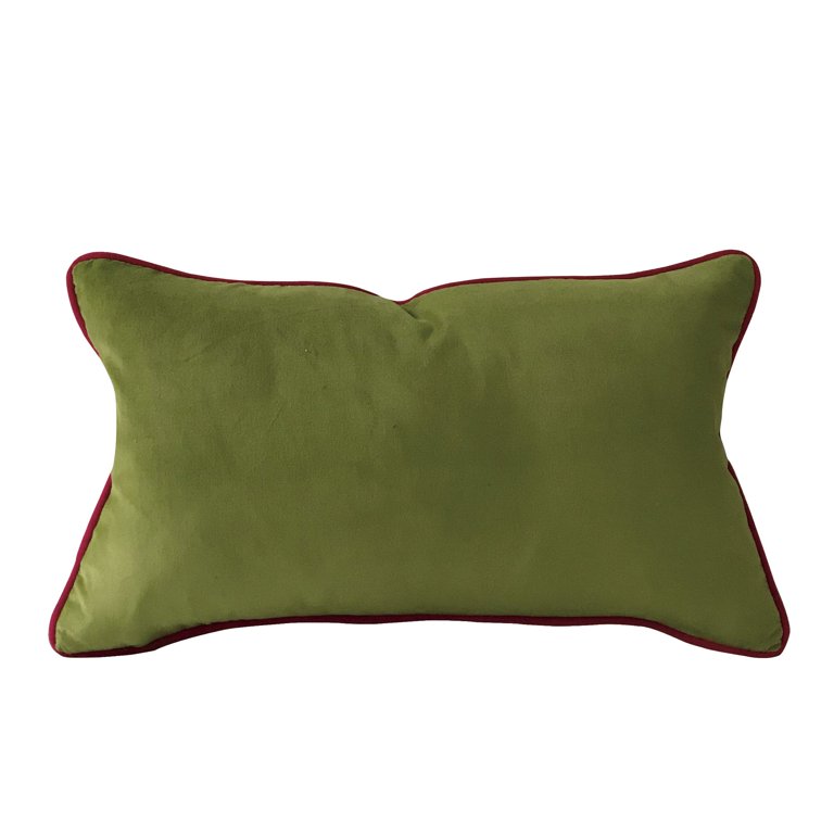 Large Vertical Christmas Holly and Ivy Green Velvet Bed Stripes Throw Pillow  by PodArtist