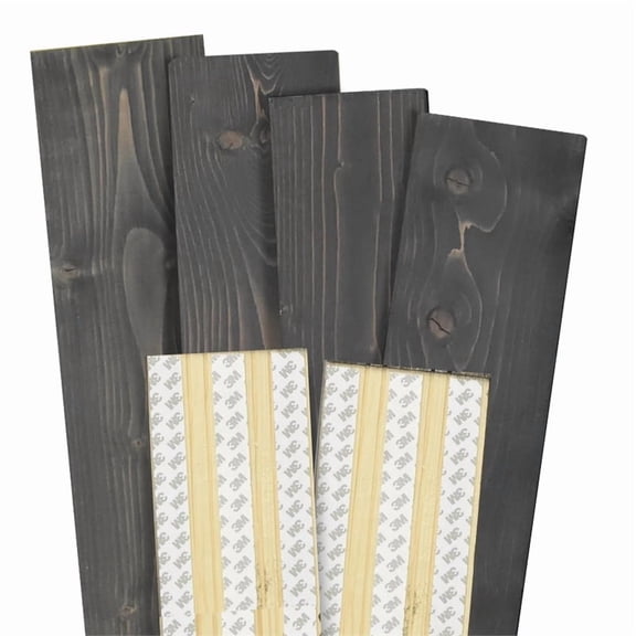 Decorative Solid Wood Wall Panel with Adhesive 3M Tape Ash Gray 95sqft