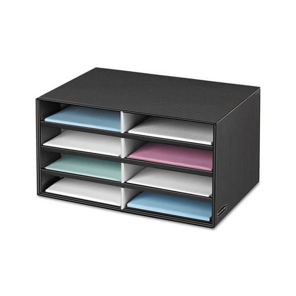 Black and Gray Pinstripe Eight Compartment Literature Sorter