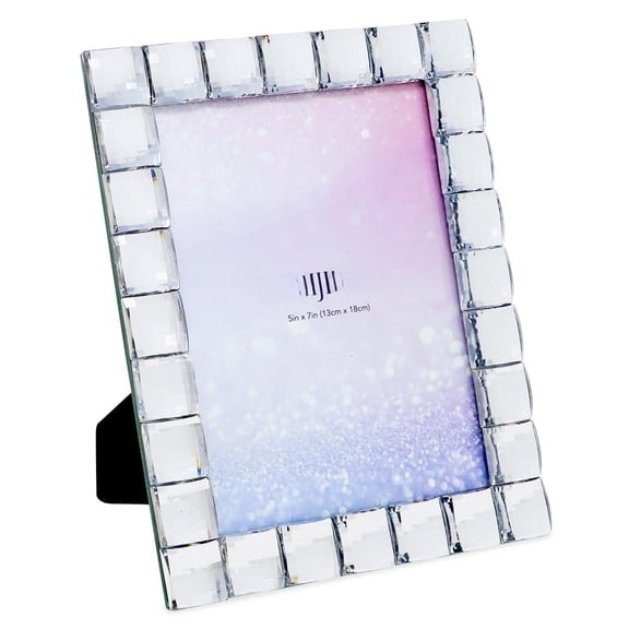 Decorative Sparkling Clear Jewel Picture Frame Photo Display & Home Decor (5x7 Clear)