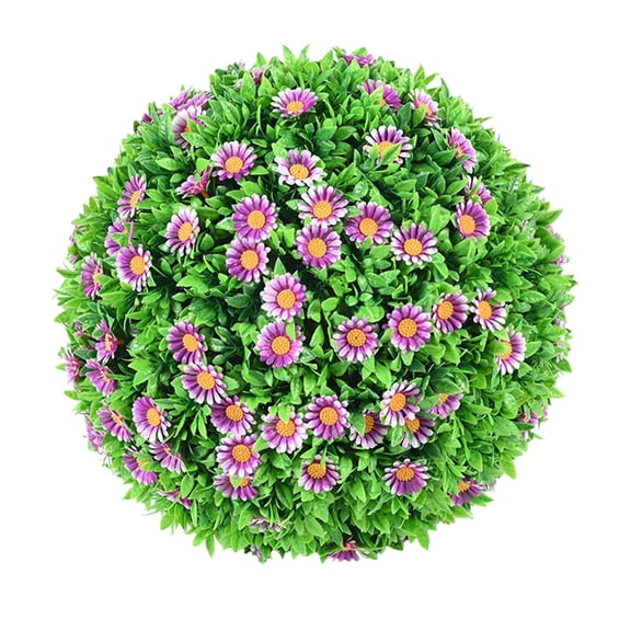 Decorative Sphere with Blooms, Artificial Floral Topiary, Fake Plant Ball with Flowers, Porch Balcony Decor, Uv Resistant Flower Ball, Artificial Boxwood Daisy Ball, Spring Summer Decor Ball