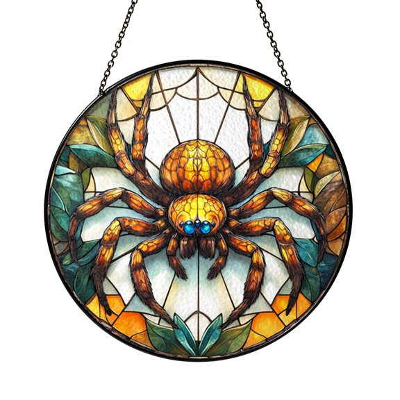 Decorative Spider Stained Glass Style Suncatcher – Nature Window Decor