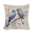 thumbnail image 1 of Decorative Square Pillowcase Cushion Case Spring Summer Vintage Birds with Leaves Cushion Case Elegant Blue Gray Birds Watercolor Wildlife Cooling Pillowcase for Living Room Bedroom 16"x16", 1 of 7