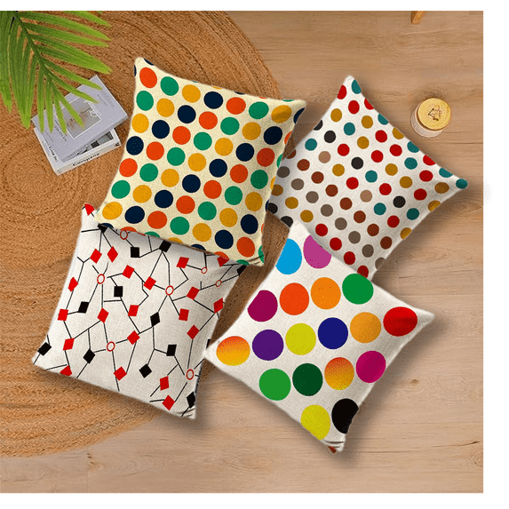 Decorative Square Throw Pillow Cover Cozy Blue Poka Colorful Pink Polka Dot Pattern On Round Red Rainbow Abstract Circle Color Retro Trendy Pillow Case for Couch Sofa Decoration 18x18 Inch