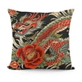 thumbnail image 1 of Decorative Square Throw Pillow Cover Cozy Velvet Botanical Colorful Floral Pattern Japanese Dragon Folk On Vintage China Pillow Case for Couch Sofa Decoration, 1 of 5