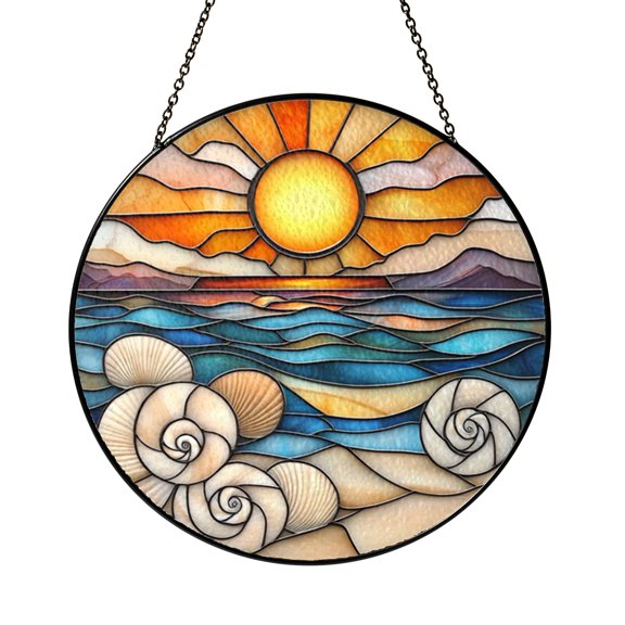 Decorative Stained Glass Style Window Suncatcher Hanging, Elegant Light Reflecting Home Decor
