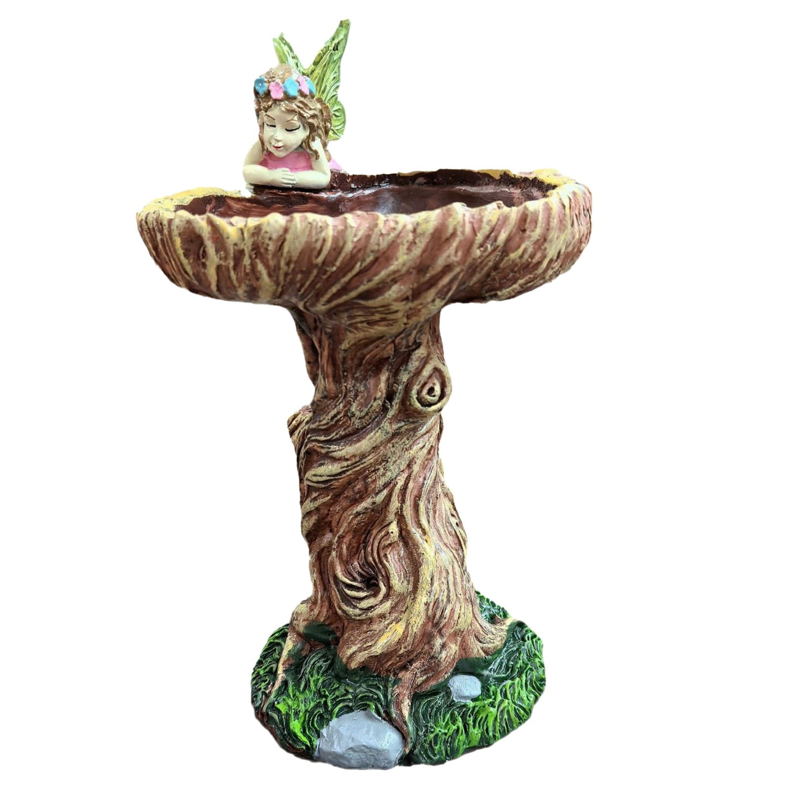 Decorative Standing Bird Feeder Outdoor Garden Birdbath Resin Fairy