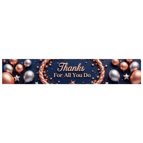 Decorative Stars Appreciation Banner Colorful Balloons Party Background Thank You Banner for Office Celebration Employee Recognition Event Decor