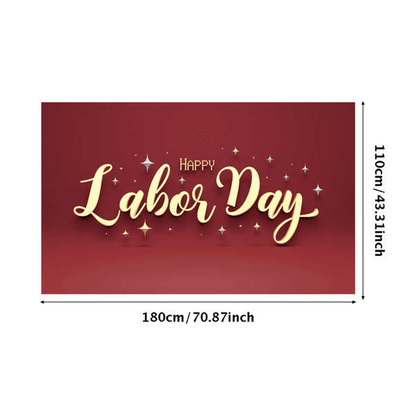 Decorative Stars Happy Labor Day Banner Red Background Holiday Decoration for Indoor Event Office Party