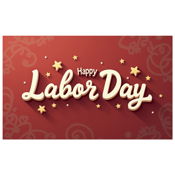 Decorative Stars Happy Labor Day Banner Red Background Holiday Decoration for Indoor Event Office Party