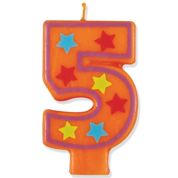 Decorative Stars Number 5 Birthday Candle