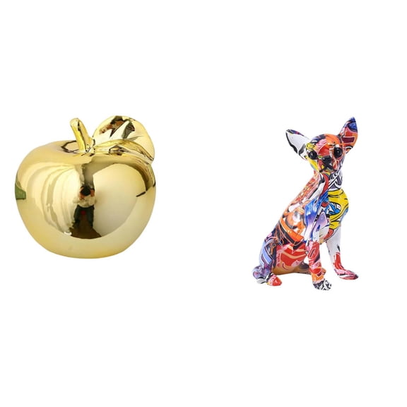 Decorative Statue Fruit Sculpture Dog Figurine Colorful Ceramic Ornament for Restaurant Living Room Display